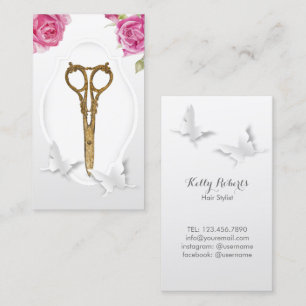 Hair Stylist Beauty Salon Butterflies & Flowers Visitkort