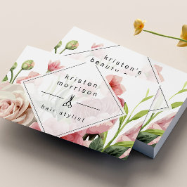 Hair Stylist Beauty Salon Minimal Elegant Blommigt Visitkort