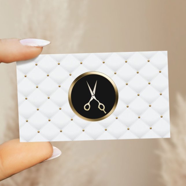 Hair Stylist Beauty Salon Modern Guld Scissor Visitkort (Skapare uppladdad)