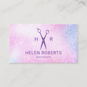 Hair Stylist Beauty Salon Modern Pastel Glitter Visitkort