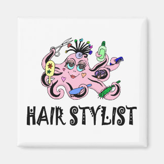 Hair Stylist Black and Rosa Octopus Magnet