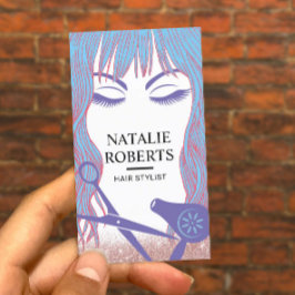 Hair Stylist Blue Hair Beauty Girl Hair Salon Visitkort