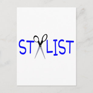 Hair Stylist Blue med sax Vykort