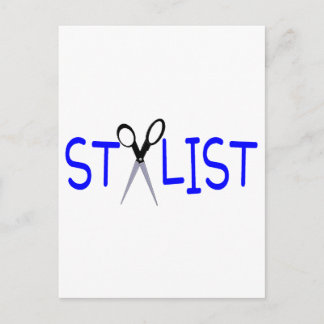 Hair Stylist Blue med sax Vykort