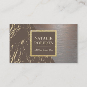 Hair Stylist Brown & Guld Marble Beauty Salon Visitkort
