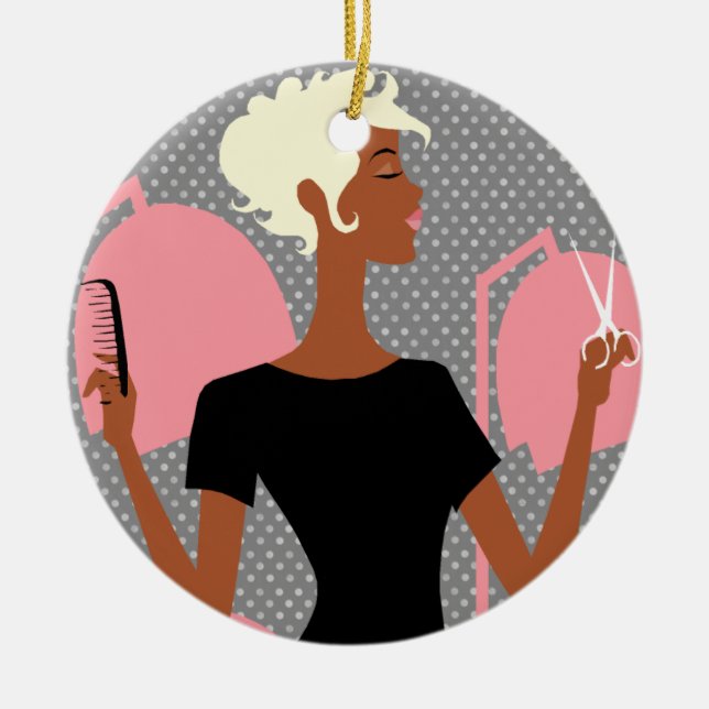 Hair Stylist Ceramic jul Ornaments Julgransprydnad Keramik (Framsidan)