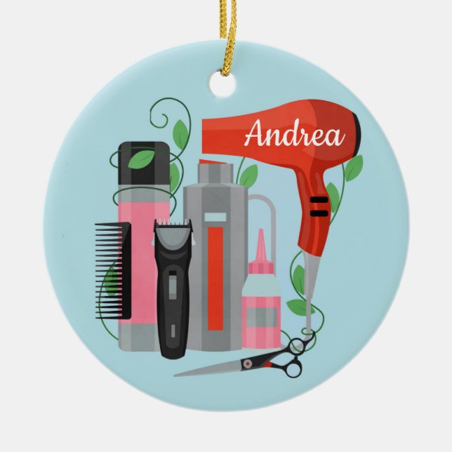 Hair Stylist Ceramic Ornament (Framsidan)