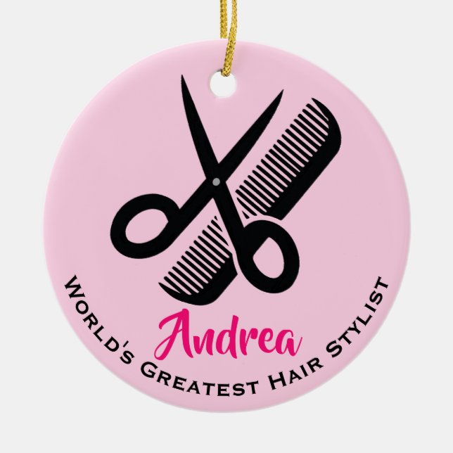 Hair Stylist Ceramic Ornament (Framsidan)