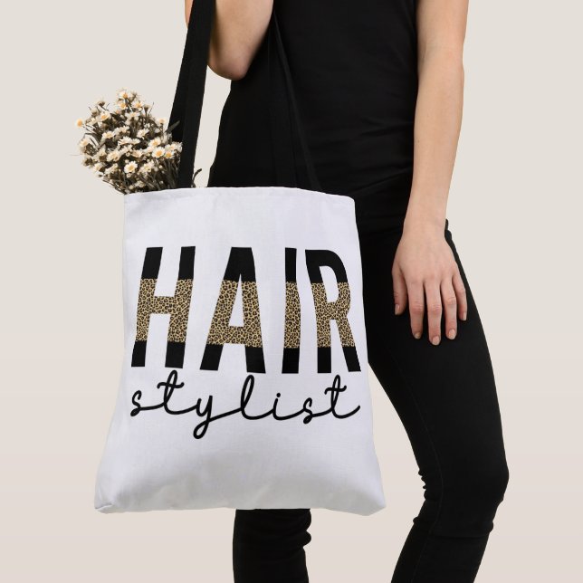 Hair Stylist Cheetah Typography Hairdresser Gift Tygkasse (Närbild)