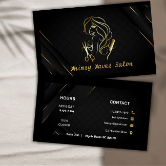 Hair Stylist Chic Black & Guld Beauty Salon Visitkort