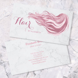 Hair Stylist Chic Rosa Glitter Marble Beauty Salon Visitkort