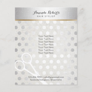 Hair Stylist Chic Silver Dot Elegant Linen Flygblad