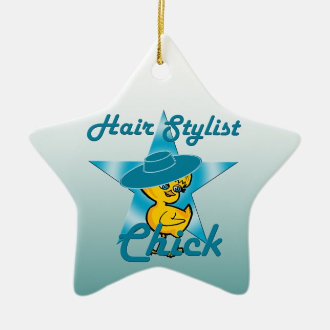 Hair Stylist-Chick #7 Julgransprydnad Keramik (Framsidan)