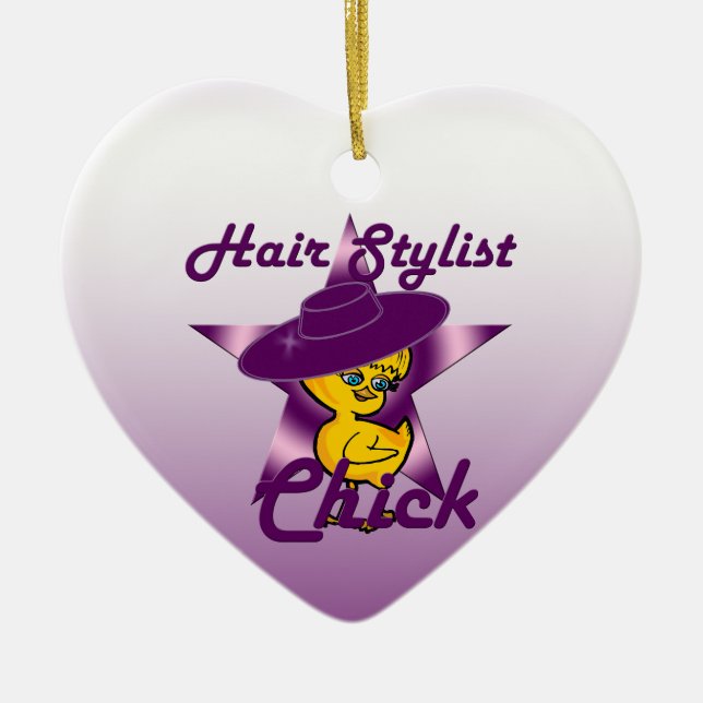 Hair Stylist-Chick #9 Julgransprydnad Keramik (Framsidan)