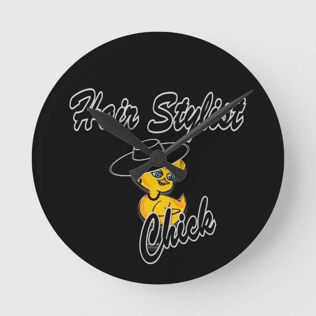 Hair Stylist-Chick nr 4 Rund Klocka (Framsida)