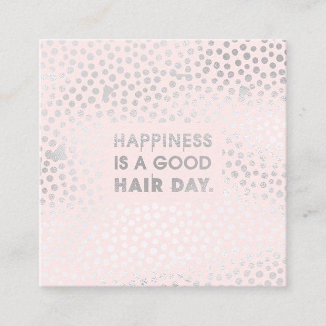 Hair Stylist-citat | Modern Rosa av silver Fyrkantigt Visitkort (Framsida)