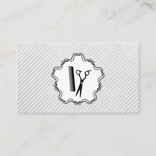 Hair Stylist Comb och Scissors Möte Tidsbeställning Kort (Framsida)