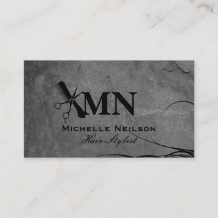 Hair Stylist Comb Scissors Monogram Visitkort