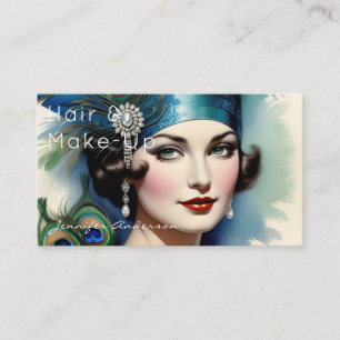 Hair Stylist Cosmetolog Makup Vintage Woman Visitkort