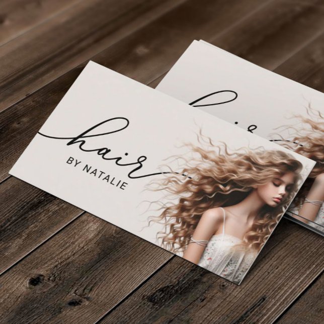 Hair Stylist Curly Hair Girl Photo Beauty Salon Visitkort (Skapare uppladdad)