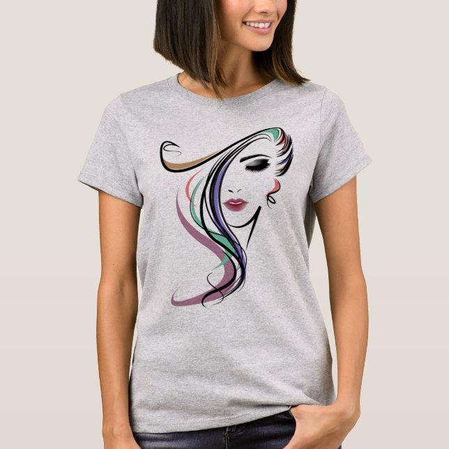 Hair Stylist, Cute Girl Ansikte T-Shirt (Framsida)