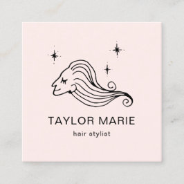 Hair Stylist Cute Girly minimalist Rosa Fyrkantigt Visitkort