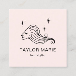 Hair Stylist Cute Girly minimalist Rosa Fyrkantigt Visitkort