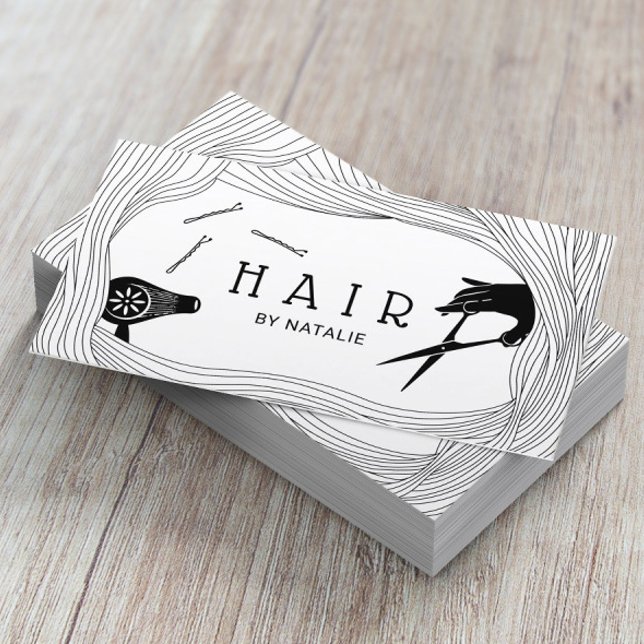 Hair Stylist Cute Hand plockade Hair Ram Salon Visitkort (Skapare uppladdad)