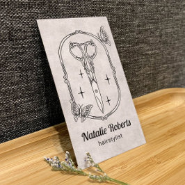 Hair Stylist Cute Scissor & Butterflies QR Code Visitkort