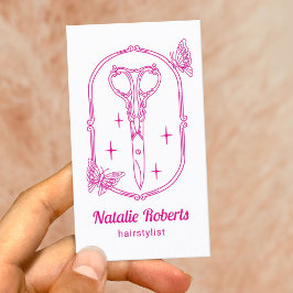 Hair Stylist Cute Scissor & Butterfly Beauty Salon Visitkort