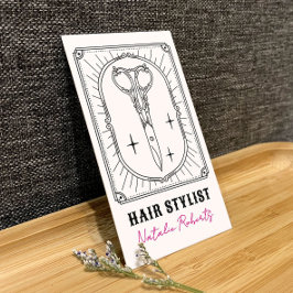 Hair Stylist Cute Scissor Doodle Custom Photo Visitkort
