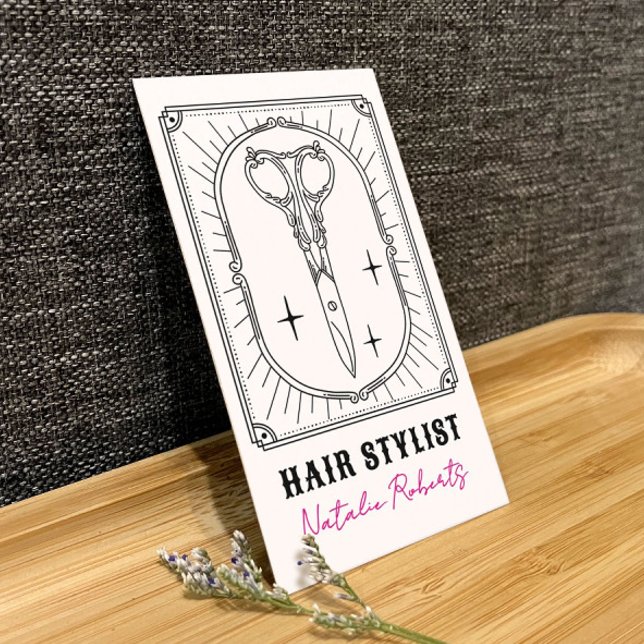 Hair Stylist Cute Scissor Doodle Custom Photo Visitkort (Skapare uppladdad)