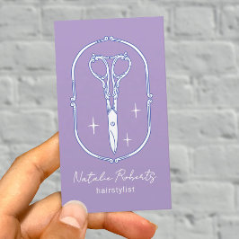 Hair Stylist Cute Scissor Doodle Lavender Salon Visitkort
