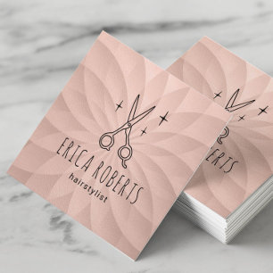 Hair Stylist Cute Scissor Rosa Spiral Fyrkantigt Visitkort
