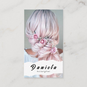 Hair Stylist Cute Sissor Minimalist  Rosa Visitkort