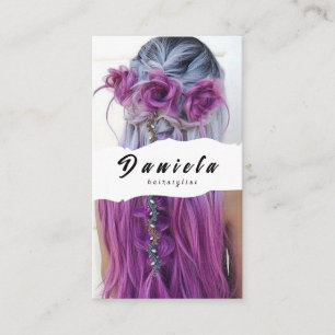 Hair Stylist Cute Sissor Minimalist Rosa Visitkort