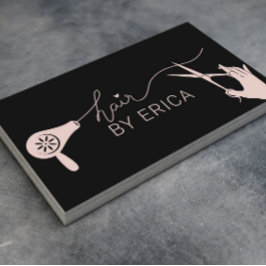 Hair Stylist Cute Typography Black &  Rosa Visitkort