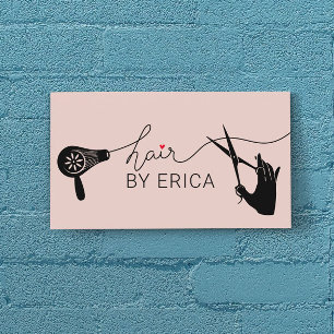Hair Stylist Cute Typography Rosa Salon Visitkort