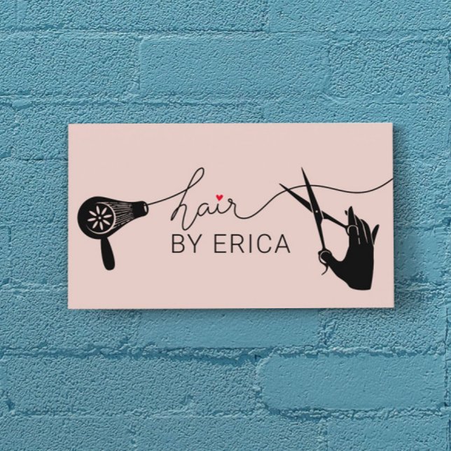 Hair Stylist Cute Typography  Rosa Salon Visitkort (Skapare uppladdad)