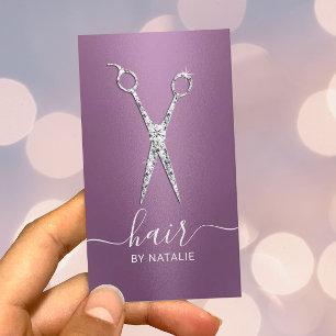 Hair Stylist Diamond Scissor Lila Salon Visitkort