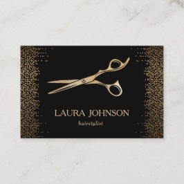 Hair Stylist Dripping Guld Glitter Scissors Visitkort