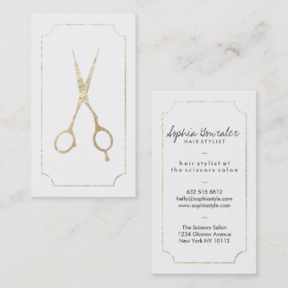 Hair stylist elegant faux guld sax vit chic visitkort