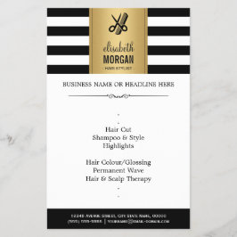Hair Stylist Elegant Guld Black White Rand Flygblad