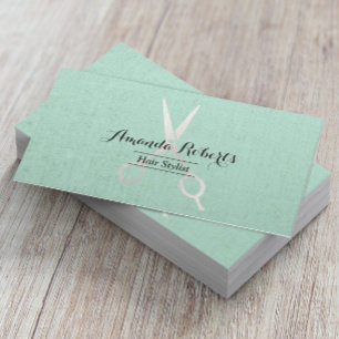 Hair Stylist Elegant Linen Background Visitkort