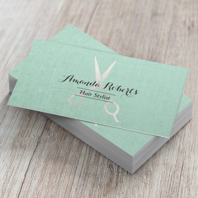 Hair Stylist Elegant Linen Background Visitkort (Skapare uppladdad)
