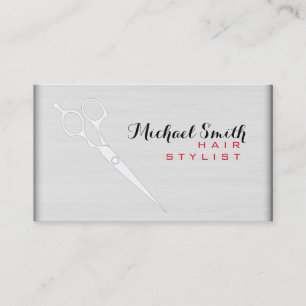 Hair Stylist Elegant Modern White Wood #6 Visitkort