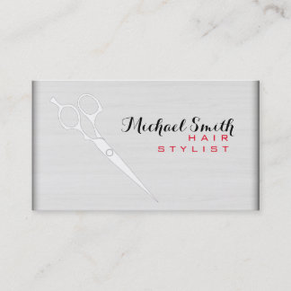 Hair Stylist Elegant Modern White Wood #6 Visitkort
