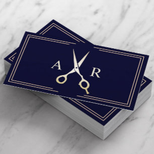 Hair Stylist Elegant Navy & Guld Beauty Salon Visitkort