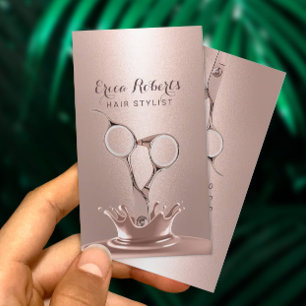 Hair Stylist Elegant Ro Guld Scissor Stänk Visitkort