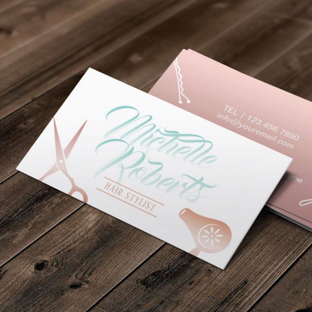Hair Stylist Elegant Typography Ro Guld Salon Visitkort (Skapare uppladdad)